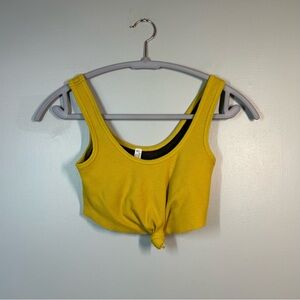 Free people movement mustard yellow tie knot sport bra crop top